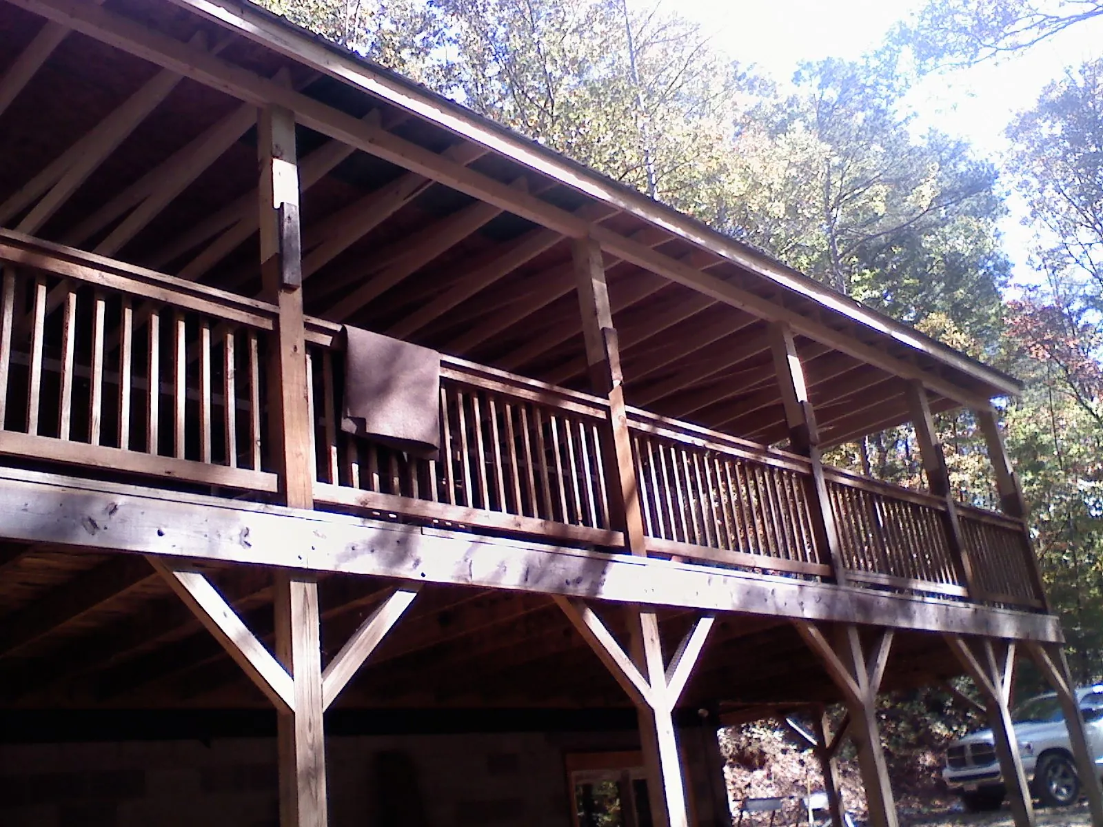 Timber framing under a new elevated porch and deck — Roof Leak Repair in Hazelton by Roofing Brothers
